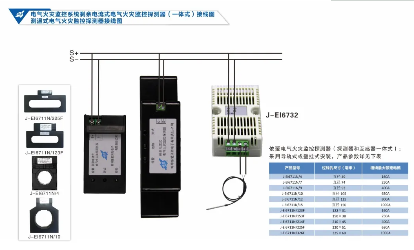依愛消防<a href=http://m.lycshop.com/dianqihuozai/ target=_blank class=infotextkey>電氣火災監控</a>系統接線圖